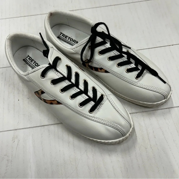 Tretorn nylite‎ plus white leather leopard Womens 11 sneakers tennis shoes - Picture 1 of 11